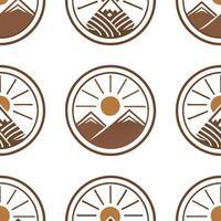 Create seamless tile patterns using regional symbols from the Andes incorporating mountain motifs and natural colors for a rustic earthy design concept as Focus on the natural bea Clear vector