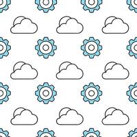 Create seamless tile patterns based on futuristic technology symbols like data structures cloud computing and abstract design elements with isolated white concept as Use data struc Clear vector