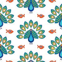 Create seamless tile patterns featuring Asian fauna such as peacocks koi fish and cranes with vibrant colors and elegant details concept as Draw inspiration from Asian wildlife in Clear Set 3 vector