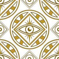 Create seamless tile pattern incorporating ancient Egyptian symbols such as the Eye of Horus with rich gold accents and geometric shapes concept as Incorporate ancient Egyptian sy Clear vector