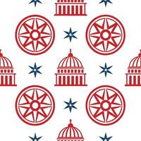 Create harmonious seamless pattern with stylized local icons on white background featuring bold contrasts and clear geometry in repeat tiles concept as Modern design with bold loca Clear vector