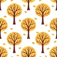 Cozy autumn trees seamless tile pattern with falling leaves and warm hues for inviting spaces concept as Falling leaves and warm autumn hues arranged seamlessly to create cozy and Clear Set 2 vector