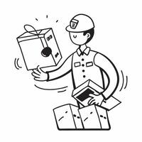 Courier Driver Delivering Parcels concept as A courier driver efficiently delivers parcels ensuring timely service with a friendly demeanor in an urban setting in Photo Stock Conc Clear vector