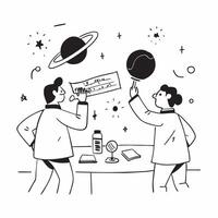 Cosmic Radiation Studies concept as Scientists conducting studies on cosmic radiation to better understand its effects on astronauts and spacecraft in Photo Stock Concept Clear Set 2 vector