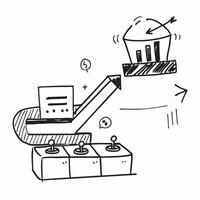 Conveyor system and a profit margin chart symbolizing profit margins in double exposure with copy space concept as A conveyor system blended with a profit margin chart representin Clear vector
