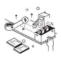 Conveyor system and a warehouse layout plan symbolizing optimized layout in double exposure with copy space concept as A conveyor system blended with a warehouse layout plan repre Clear vector