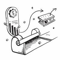 Conveyor belt and a revenue forecast symbolizing revenue growth in double exposure with copy space concept as A conveyor belt blended with a revenue forecast representing revenue Clear vector