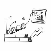 Conveyor belt and a financial forecast chart symbolizing inventory prediction in double exposure with copy space concept as A conveyor belt blended with a financial forecast chart Clear vector