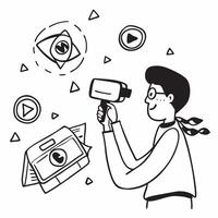 Content Creator Making a Crypto Vlog concept as A creative individual filming a vlog about the latest cryptocurrency trends and news in Photo Stock Concept Clear vector