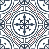 Construct bold symmetrical tile concepts using large ethnic graphics crisp dividing lines subtle color shading extended white spaces concept as Large motifs anchor the tile design Clear vector