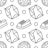 Compose seamless tile with minimal futuristic shapes bright connectors and stark white sections fueling modern innovation concept as Arrange advanced polygons and linear details th Clear vector