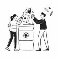 Community members setting up a neighborhood recycling program concept as Community members setting up a neighborhood recycling program emphasizing waste reduction sustainability an Clear vector
