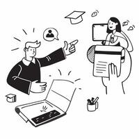 College Advisor Virtual Consultations concept as A college advisor offers virtual consultations to help students plan their academic and career paths in Photo Stock Concept Clear vector
