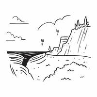 Coastal Cliffs in Stormy Weather concept as Waves crash against coastal cliffs under stormy skies showcasing natures dramatic power and beauty in Photo Stock Concept Clear Set 2 vector