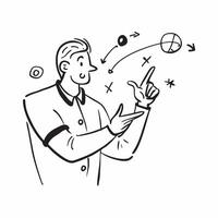 Coach using dynamic gestures to encourage players during a game concept as A coach using dynamic gestures to encourage players during a game highlighting positive body language ent Clear vector