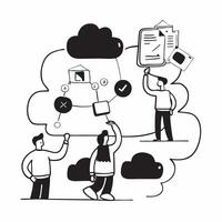 Cloud Tech Innovators Networking Event concept as Innovators and tech leaders network at an event focusing on new developments in cloud technology in Photo Stock Concept Clear vector