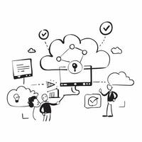 Cloud Service Scalability Testing concept as Engineers test the scalability of cloud services to ensure robust performance under varied load conditions in Photo Stock Concept Clear vector