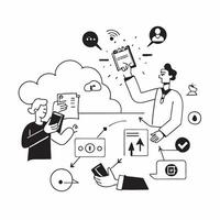 Cloud Computing in Healthcare concept as Healthcare providers use cloud computing to manage patient data and improve care coordination in Photo Stock Concept Clear vector
