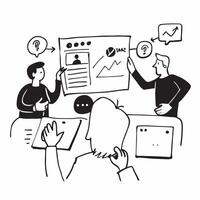 Cloud Data Architect Strategy Meeting concept as A strategy meeting where data architects discuss optimizing cloud storage and data management in Photo Stock Concept Clear vector