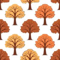 Classic autumn trees seamless tile pattern with maple and pine trees for timeless fall decor concept as Maple and pine trees arranged seamlessly in classic autumn colors for timele Clear vector