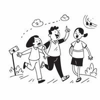 Child with ADHD enjoying a nature hike with family concept as A child with ADHD joyfully hiking with family members emphasizing inclusion adventure and the joy of exploring nature Clear vector