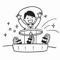 Child with a hearing aid enjoying a day at the amusement park concept as A child with a hearing aid joyfully enjoying rides and attractions at an amusement park illustrating inclus Clear vector