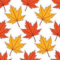 Bright autumn leaves seamless pattern with vivid orange red and yellow leaves for a bold autumn atmosphere concept as Bold autumn leaves pattern with vivid orange red and yellow to Clear vector