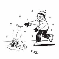Boy with visual impairment playing with his dog in the snow concept as A boy with visual impairment joyfully playing with his dog in the snow showcasing their strong bond and the j Clear vector
