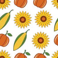 Bright autumn harvest seamless pattern with colorful pumpkins squashes and gourds for a festive fall look concept as Festive autumn harvest pattern with colorful pumpkins squashes Clear Set 2 vector