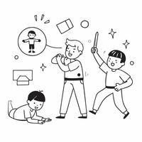 Boy with autism enjoying a martial arts class concept as A boy with autism happily participating in a martial arts class emphasizing focus inclusion and the benefits of physical ac Clear vector