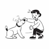Boy with autism playing with therapy dog concept as A boy with autism enjoying playtime with his therapy dog showcasing the joy support and comfort that animal companions provide Clear vector