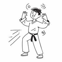 Boy with autism enjoying a karate class concept as A boy with autism joyfully participating in a karate class highlighting inclusion focus and the benefits of martial arts training Clear vector