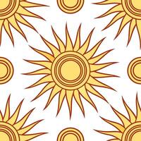 Bold spring sunshine seamless pattern with dramatic sun rays and intense warm hues for striking designs concept as Striking spring sunshine pattern with bold sun rays and warm hues Clear vector