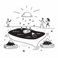 Bioluminescent Beach Party concept as Beachgoers enjoy a night party on a bioluminescent beach where every footstep in the sand glows in Photo Stock Concept Clear vector