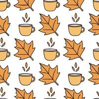 Autumn warmth seamless tile pattern with cozy blankets and golden maple leaves for inviting home decor concept as Cozy blankets and golden maple leaves arranged seamlessly to creat Clear Set 14 vector