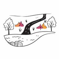 Autumn River Run concept as A river lined with colorful trees reflects the full spectrum of autumn hues enhancing the tranquil flow of water in Photo Stock Concept Clear vector