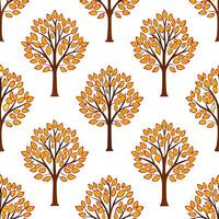 Autumn trees seamless tile pattern with vibrant maple and oak leaves for warm home decor concept as Vibrant maple and oak leaves arranged seamlessly to create warm and inviting aut Clear vector