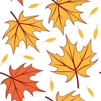 Autumn leaves seamless pattern with falling leaves and wind swept textures for a dynamic natural look concept as Falling autumn leaves pattern with wind swept textures and dynamic Clear vector