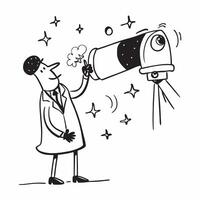 Astronomical Telescope Operations concept as A scientist operates a powerful astronomical telescope to observe distant galaxies enhancing our understanding of the universe in Phot Clear Set 2 vector