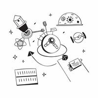Artificial Gravity Research concept as Space agencies conduct artificial gravity research to mitigate the health effects of long term space habitation in Photo Stock Concept Clear vector