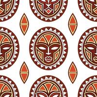 African tribal patterns and masks seamless tile pattern with earthy color palette concept as Earthy color palette highlights African tribal patterns and masks in seamless tile patt Clear vector