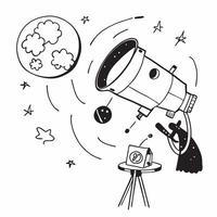Advanced Telescopic Research concept as Scientists use advanced telescopes to research distant celestial bodies and phenomena in the universe in Photo Stock Concept Clear vector