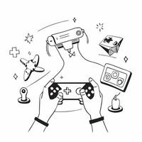 Action Packed FPS Gaming concept as An intense first person shooter FPS gaming session with players navigating strategic gameplay environments in Photo Stock Concept Clear vector