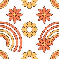 70s inspired seamless pattern with psychedelic shapes and vibrant color schemes for creative projects concept as Psychedelic 70s pattern featuring vibrant shapes and color schemes Clear vector