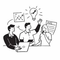 Young entrepreneurs attending a business development workshop concept as Young entrepreneurs attending a business development workshop highlighting the importance of learning and i v1 vector