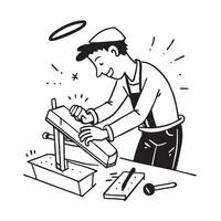 Woodworking in a workshop concept as A man skillfully working on a woodworking project in his workshop showcasing the creativity and craftsmanship involved in this classic hobby i v1 vector
