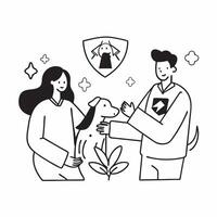 Young couple with their pet dog concept as A young couple playing with their pet dog symbolizing the security and peace of mind that life insurance provides ensuring their future a v1 vector
