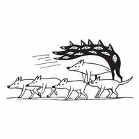 Wolf pack hunting deer concept as A pack of wolves working together to hunt a deer in the forest emphasizing teamwork and strategy in the wild in Photo Stock Concept v1 vector
