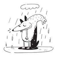 Wet dog in rain concept as High resolution image of a wet dog standing in the rain with a glossy backdrop symbolizing the connection between pets and the rainy season in Photo Sto v1 vector