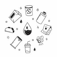 Watercolor tiles with zero waste icons concept as Seamless watercolor tiles showcasing various zero waste icons including reusable straws cloth bags and glass jars emphasizing a ze v1 vector